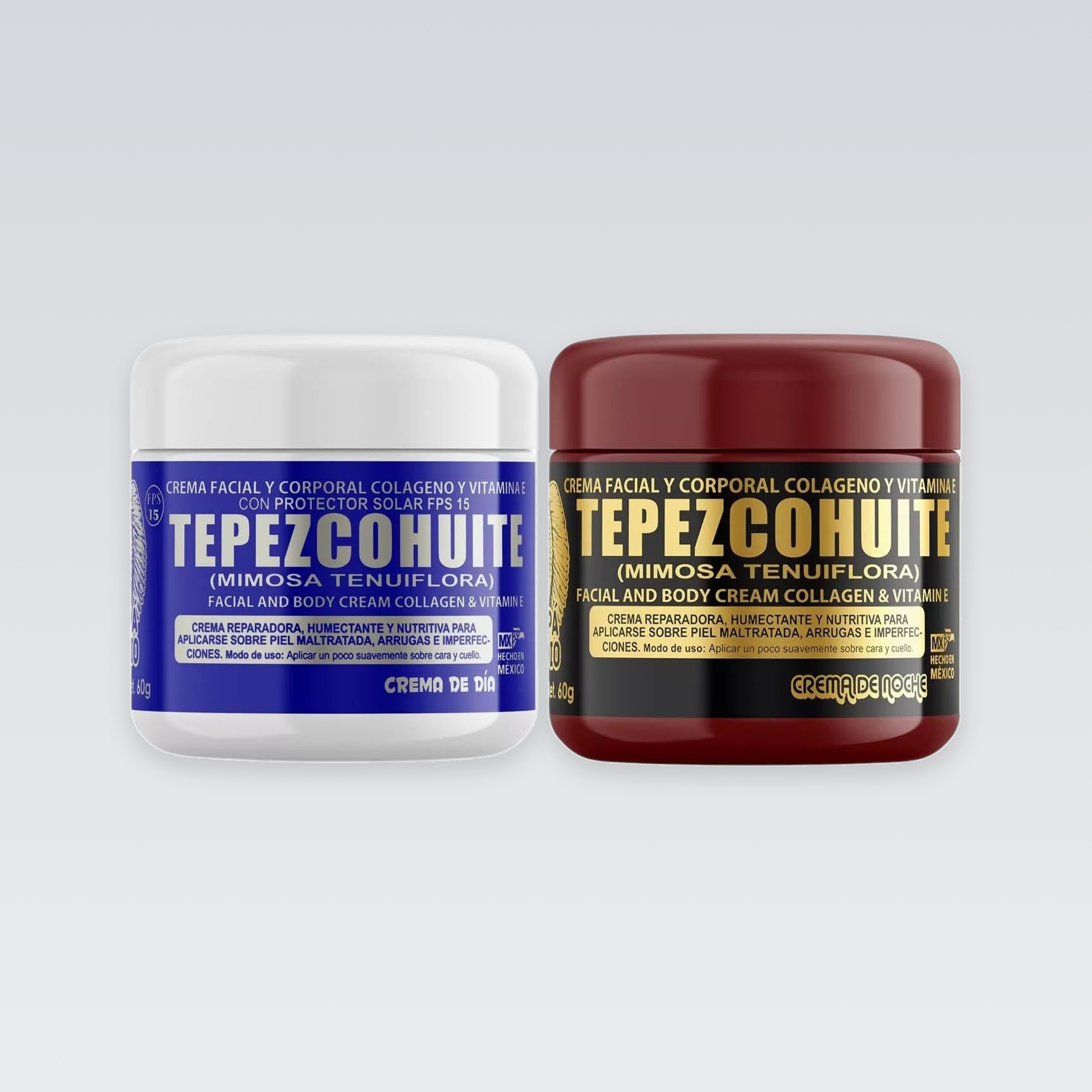 Del Indio Papago | Tepezcohuite Facial & Body | Night & Day Cream | 60g x 2
